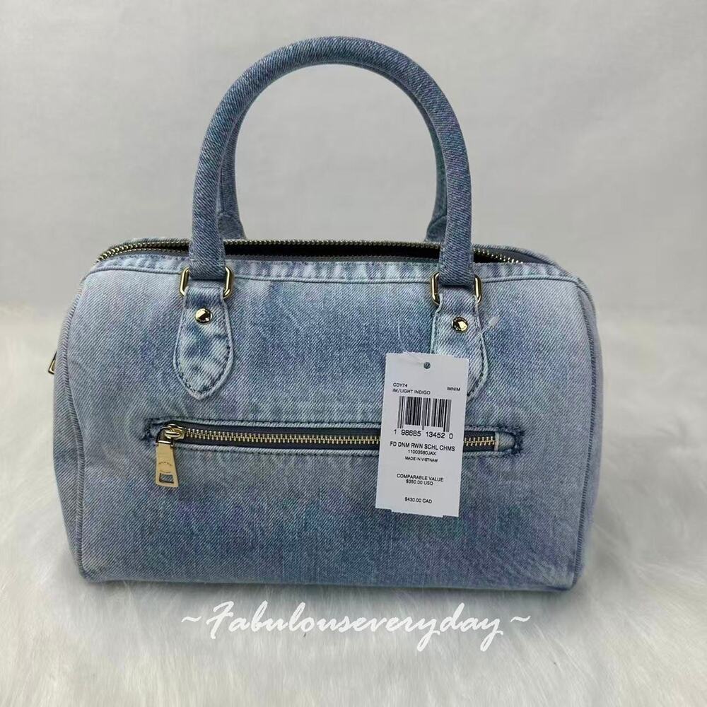 Coach Rowan Satchel Bag Crossbody In Loved Denim With Charms/Gold/Indigo CDY74 - Picture 3 of 9